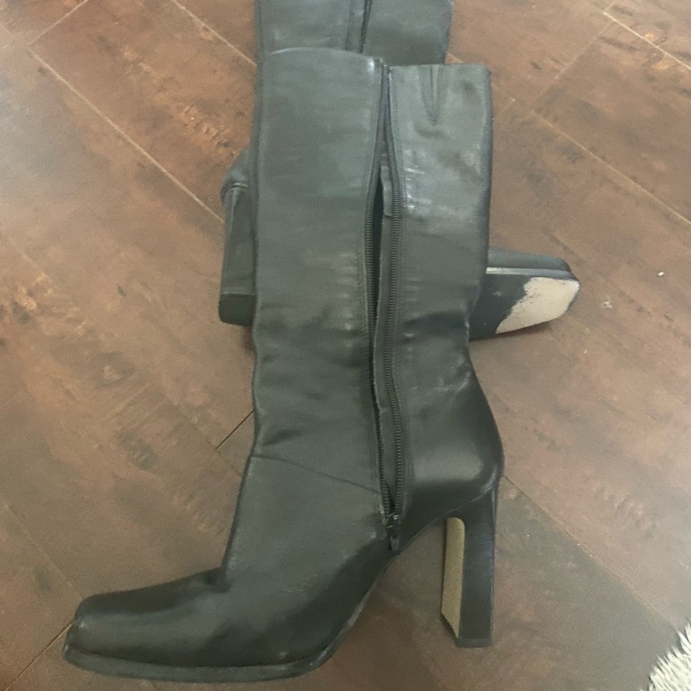 Black leather boots